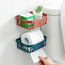 Toilet paper towel rack Toilet sink Wall-mounted non-perforated debris storage drain hanging basket