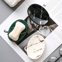 Gold light luxury style ceramic high-grade soap box household soap dish soap dish ins Wind toilet tray soap box