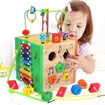 Geometric shape digital pairing six-sided house cognitive intelligence box baby puzzle early childhood education building block toy 1-2-3 years old