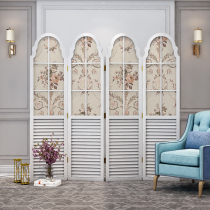Screen partition living room Hotel exhibition hall American country European style flower man decoration mobile semi-transparent occlusion folding folding screen