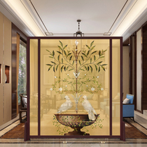 American Jane European-style screen partition fashion living room flowers and birds half-through Feng Shui solid wood porch mobile floor screen