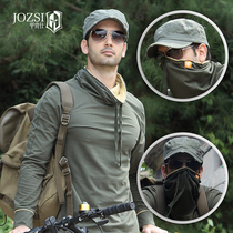 Personalized cycling quick-drying clothes mens long-sleeved outdoor sports mountaineering T-shirt spring and Autumn high collar breathable sweat-absorbing quick-drying t-shirt
