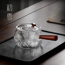 Hammer vein glass side to make pot small green citrus special cooking teapot high temperature resistant tea set for tea set Home can be heated