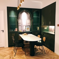 Nordic rock board dining table and chair combination light luxury household small apartment island table simple modern creative wall dining table
