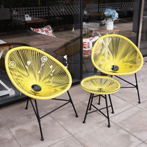 Balcony Table And Table Cane Chair Three Sets Modern Minimalist Casual Chair Combination Open-air Balcony Table And Chairs Sloth Chair Small Family