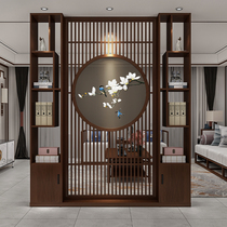 Embroidery new Chinese solid wood partition cabinet shoe cabinet Chinese entry screen living room TV wall light luxury porch cabinet flowers and birds