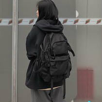 Daylight Thoroughfare Dark Black Double Shoulder Bag Mens Large Capacity Ins Day Series Trend Tooling Sports Backpack Schoolgirl Schoolgirls