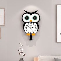 Owl creative cartoon cute wall clock bedroom mute decoration swing children clock living room personality clock