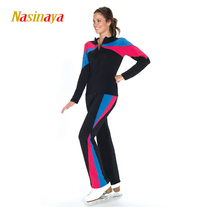 Funo women's pattern skating suit training suit skin-friendly plus velvet children's adult jacket skating suit black red and blue