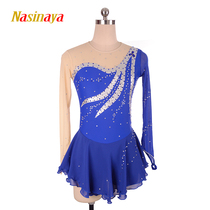 Funo 13-color custom-made children adult figure skating suit girls performance competition examination skirt blue flash diamond