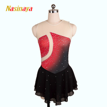 Funo Figure Skating Wear Skating Wear Custom Children's Adult Performance Test Competition Skirt Red and Black Gradient Diamond