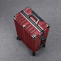  Leather box Wine red suitcase Female bride wedding dowry box Trolley box Wedding dowry suitcase password box