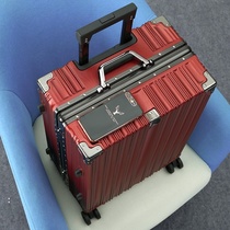 Leather box wine red suitcase female Bride wedding dowry case trolley case wedding dowry suitcase password box