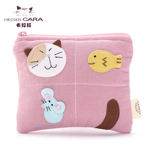 HIKOSEN CARA JAPANESE KALA CAT CUTE CUTE CUTE CAT NIP COTTON PARQUET MINI PACKET Coin Bag Zero Wallet Woman