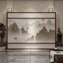 New Chinese screen partition living room background decoration mobile simple bedroom tea room Hotel office block block screen