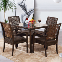 Outdoor patio table and chairs Leisure outdoor open air balcony garden Yangguang house waterproof sunscreen rattan table and chairs 5 pieces