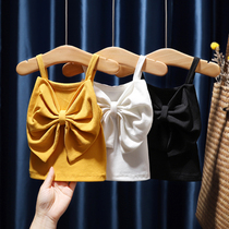 Baby girl foreign style bow slim vest 1-6 years old T girl cool summer dress female baby cute princess sling