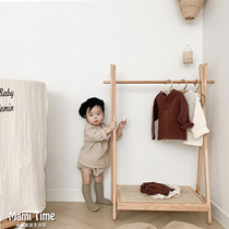Korea INS Solid Wood Childrens Clothes Hat Rack Floor Living Room Bedroom Shelving kindergarten Easy hanging clothes rack