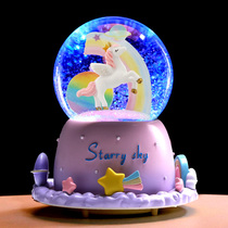 Dream snowflake crystal ball music box unicorn rotating girl music box boys version girl birthday gift