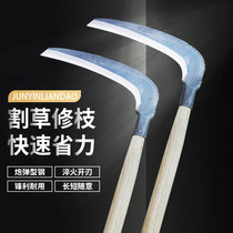 All-steel thickened scythe agricultural Mowing tool hand-forged grass-cutting knife outdoor extended wooden handle samarium sickle Scimitar