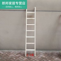 Wooden ladder Solid wooden stairs Household indoor and outdoor student bunk small mother and child bed attic white wooden straight ladder