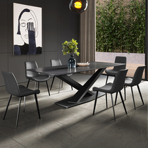 Italian minimalist rock plate dining table and chair combination Small apartment household dining table Rectangular light luxury Nordic marble dining table