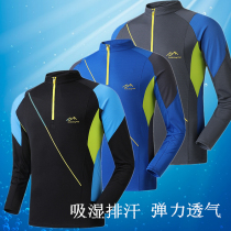 Outdoor quick-drying clothes Mens and womens long-sleeved quick-drying T-shirts Mountaineering hiking sports fitness running Elastic sun protection quick-drying clothes