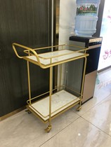Dining car European-style golden tea car Mobile cake small trolley marble household delivery car iron wine truck