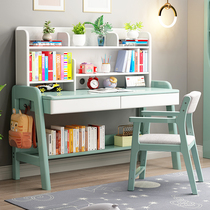 Eye protection green children learning table and chair set for boys and girls home solid wood desk students can lift class table log
