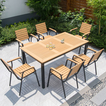 Outdoor table and chairs outdoor villa garden courtyard furniture embalming wood table and chairs open-air balcony leisure plastic wood composition