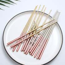 Stainless steel chopsticks 304 household non-slip light luxury wind A person a chopstick couple high Yan value net red Kuaizi 2 pairs