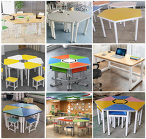 Custom trapezoidal combined table group activity Counselling desk strip splicing reading room Conference table Triangular Tabletop