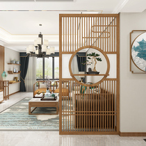 New Chinese style screen partition living room home solid wood grille hollow door barrier brake entrance Hotel simple seat screen