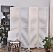 Solid wood screen partition American Nordic bedroom living room folding mobile clothing retro block home background wall
