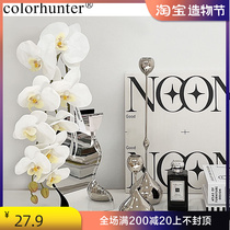 ins high quality butterfly lan emulation floral white single branch living room decoration flower arrangement fake flowers light and luxurious swing piece decoration flower