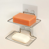 Stainless steel soap drain rack bathroom non-perforated soap rack household soap box toilet wall-mounted storage rack