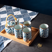 Japanese tea set set Uncaria flower living room tea cup teapot combination with filter household bubble teapot ceramic water Cup