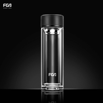Rich light double layer transparent glass cup men carry cover filter female students home tea cups large capacity water glasses