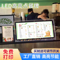 LED crystal ordering ultra-thin milk tea shop luminous bar vertical price list menu advertising water sign table light box