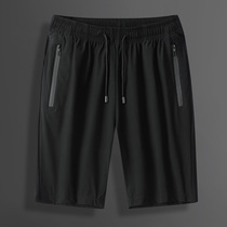 2021 spring and summer new shorts mens summer training running fitness mens breathable loose ice silk five-point pants