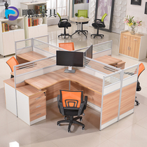 Staff corner cross-shaped desk staff computer desk screen card holder large work station face-to-face table and chair combination
