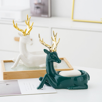 Nordic creative cartoon soap box non-perforated ceramic drain soap box antlers light luxury bathroom white soap holder