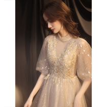 2020 new temperament evening dress female banquet fairy fantasy forest senior texture student princess dress