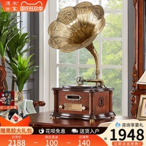 Phonograph retro vintage living room Bluetooth speaker ornaments European vinyl record player new Chinese antique small audio