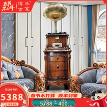 Inheriting Aristocratic Black Glue Record Machine Retro European Living Room Antique Bluetooth Audio American Classical Solid Wood Gramophone