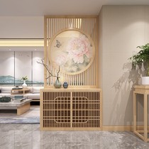 Screen partition Living room entrance door brake New Chinese entrance cabinet Office decoration Solid wood grille shelf