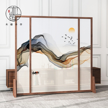  New Chinese style screen partition living room simple modern entrance entrance office Hotel hall mobile solid wood seat screen