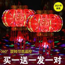 New year door hanging decoration Spring Festival red lantern lamp chandelier Chinese style balcony rotating colorful crystal led walking Lantern