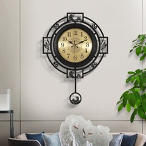 New Chinese style decorative wall clock Metal household fashion Chinese style clock Atmospheric retro creative hollow living room clock