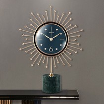 Clock Marble table clock Nordic watch household leather light luxury creative desktop desktop living room fashion display